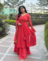 Designer Rust anarkali set